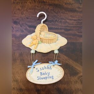 Russ Precious Keepsakes Baby Sleeping Wall Hanging - Yellow & Blue Nursery Decor